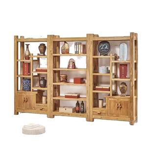 老榆木博古架实木中式玄关柜隔断茶叶茶具摆放架多宝阁书架展示架