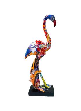 新款火烈鸟摆件炫彩树脂工艺品家居客厅玄关电视柜装饰品礼品