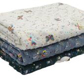 厂家七彩蝴蝶珠片绣花水洗牛仔布料服装 无弹箱包面料 面料厚款