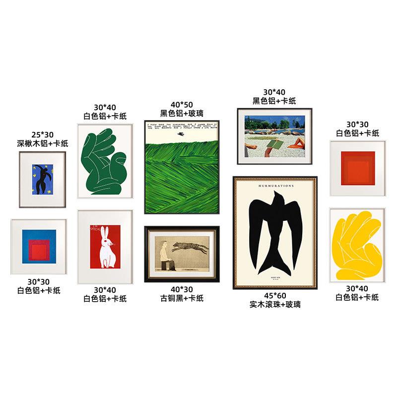 北欧小众现代简约风客厅装饰画飞鸟抽象海报组合挂画餐厅边柜壁画