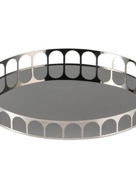 设计师艺术圆形托盘摆件玄关西餐样板房客厅展示前台水果盘装饰品