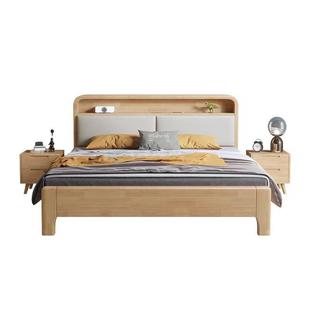 北欧实木床1.8双人床1.35现代简约民宿单人床1.2米出租房卧室家具