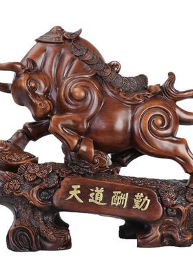 中式牛摆件，华尔街牛办公室客厅家居树脂工艺品公司开业乔迁摆饰