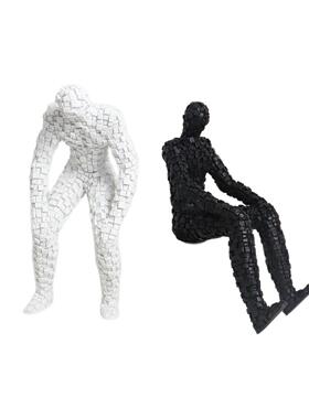 北欧现代马赛克人物抽象摆件售楼部大堂陈设饰品书柜桌面摆设手工