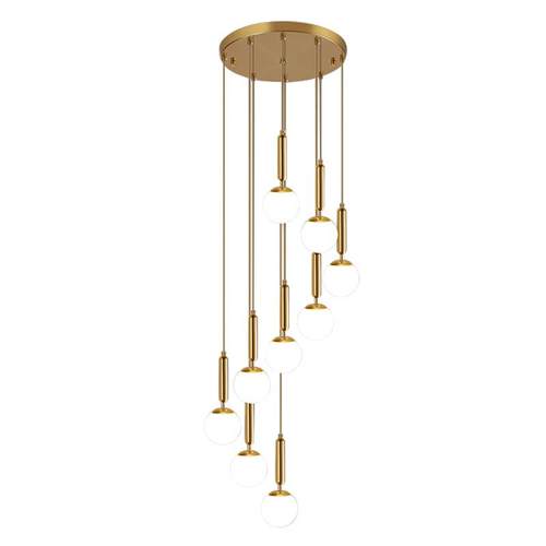 北欧现代简约轻奢复式公寓别墅客厅楼梯间长吊灯高空旋转楼梯吊灯