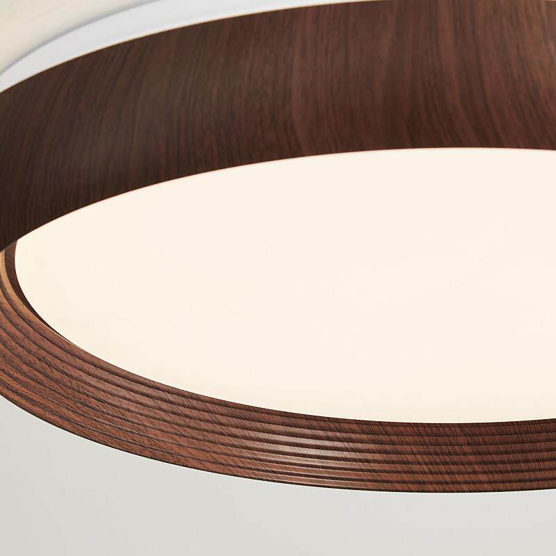 诧寂风卧室灯复古吸顶灯中古风民宿房间灯中式胡桃木纹圆形主卧灯