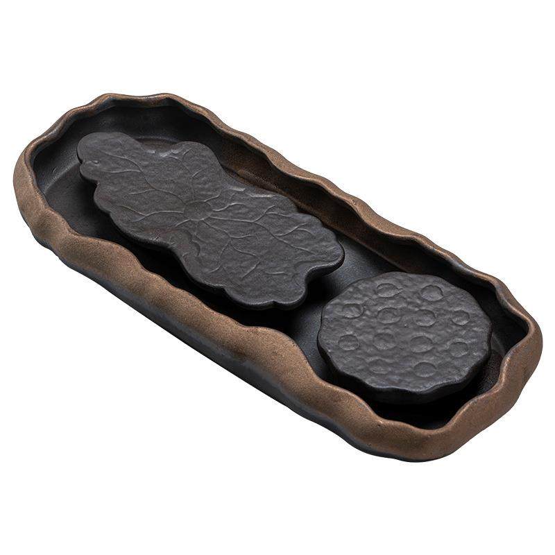 古早烧粗陶蓄水干泡盘茶盘复古铁锈釉家用干泡盘蓄水茶盘,餐饮具,茶盘,淘宝优惠券,粉丝福利购,淘宝优惠卷