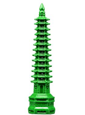 绿色木雕13层文昌塔摆件实木质十三层文昌塔红木家居办公室工艺品
