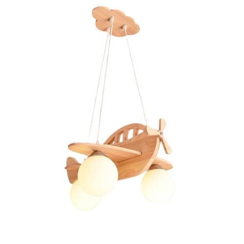 北欧实木餐厅吊灯创意儿童房卧室灯具简约个性设计飞机房间灯6269