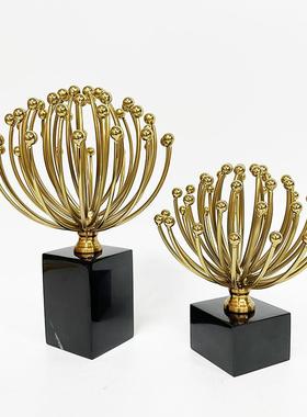 样板间客厅摆件美式酒柜书柜餐桌装饰现代金属工艺品书房创意摆设