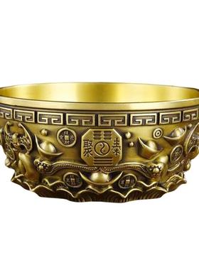 聚宝盆摆件纯铜家用客厅装饰招聚财铜制品工艺品财存钱罐铜器黄铜