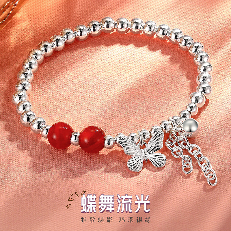 手链设计感轻奢纯银990蝴蝶流苏