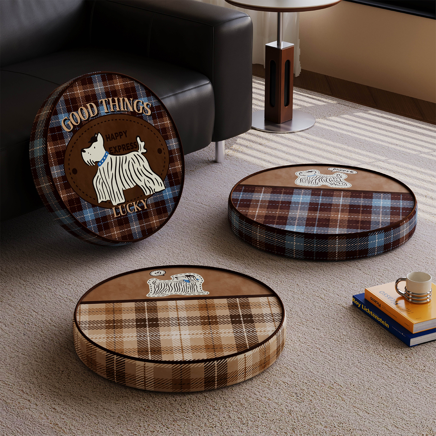 复古英伦小狗蒲团懒人榻榻米坐垫