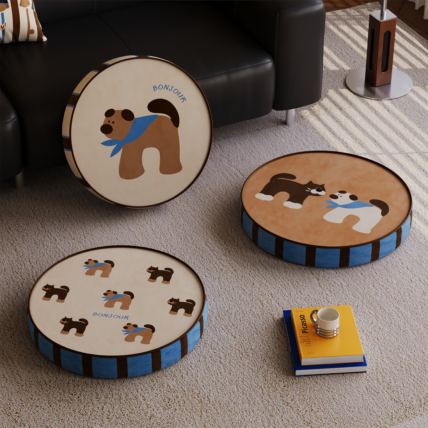 美拉德风饼干狗蒲团懒人客厅坐垫