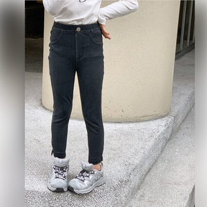 女童弹力牛仔裤加绒芭比裤2023秋冬新款儿童洋气铅笔裤修身小脚裤