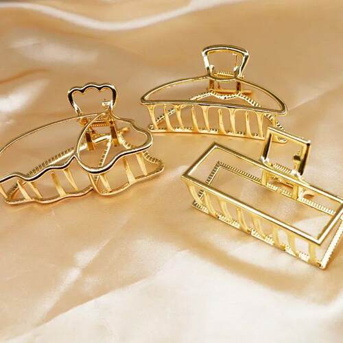 Fashion Simple Gold Hair Claw Clip Butterfly Geometric Elega