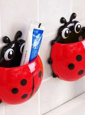 2pcs Toothbrush Holder Cute Ladybug Shape Suction Cup Creati