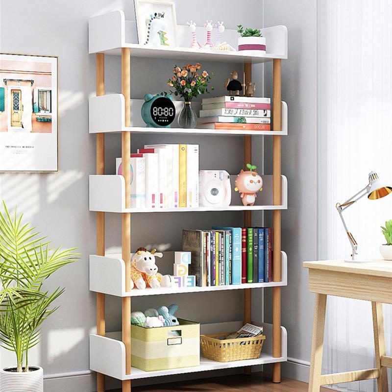 Bookshelf wooden student study multi-layer storage bookcase