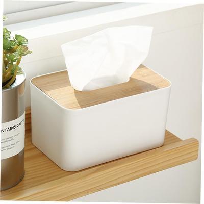 tissue box room paper storage napkin holder 收纳竹盖纸巾盒