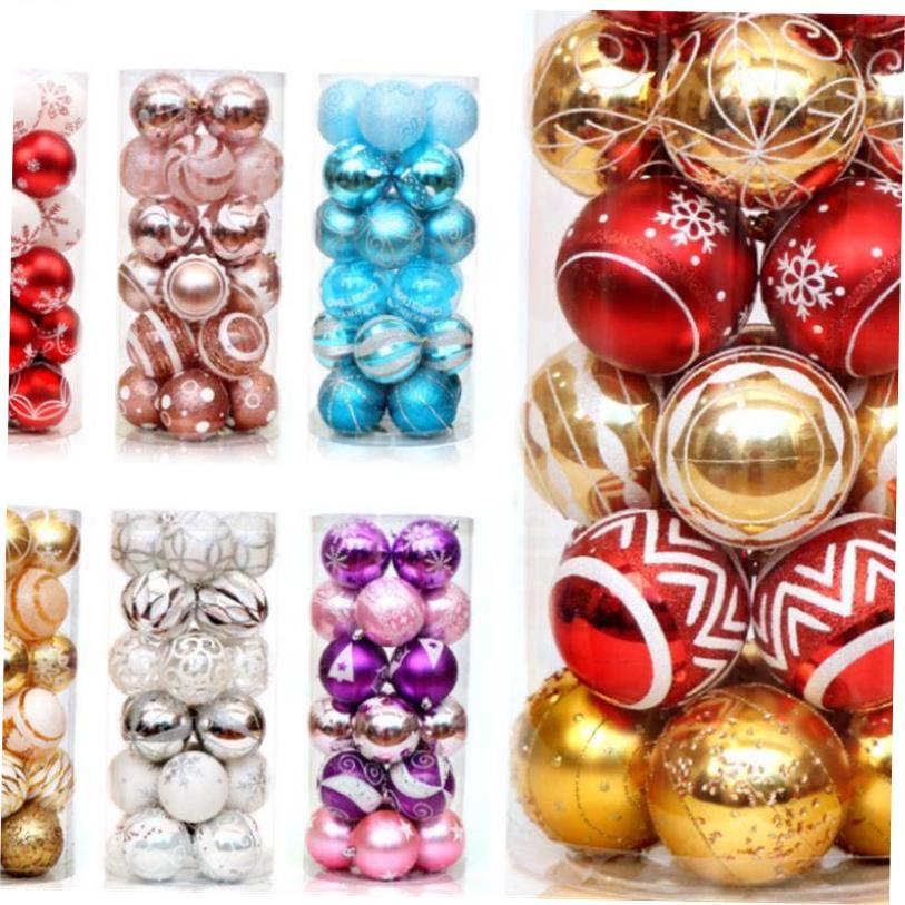 24PCS 6cm Mixed Christmas Balls Baubles Xmas Tree Ornament