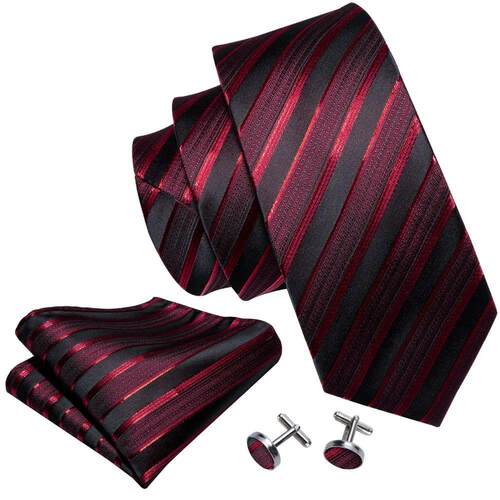 Male Luxury Neck Tie For Men Business Red Striped Silk Tie H