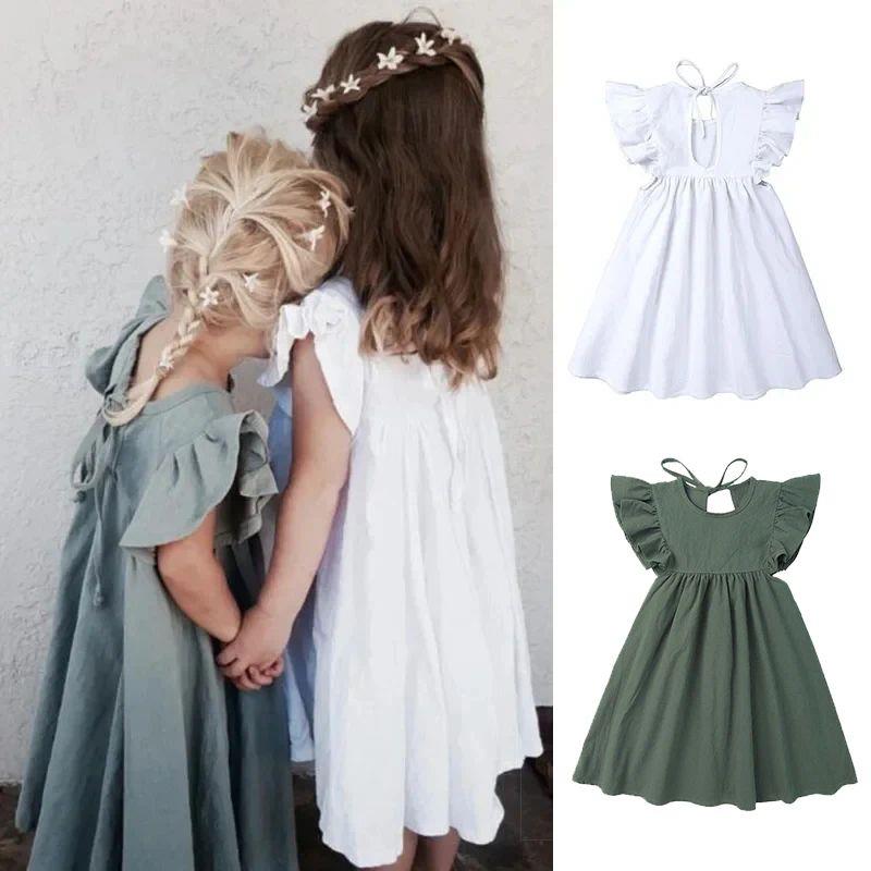 0-6Y Toddler Kids Baby Girl Dress Ruffles Sleeve Princess Dr