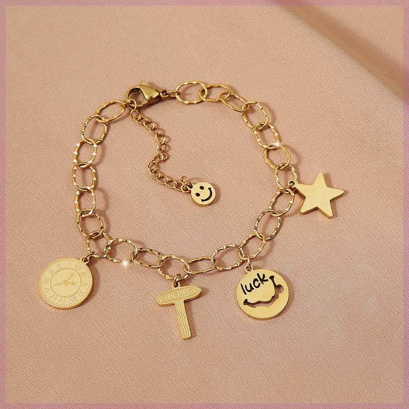 Gold Color Multilayer Cross Charm Bracelet For Women Street