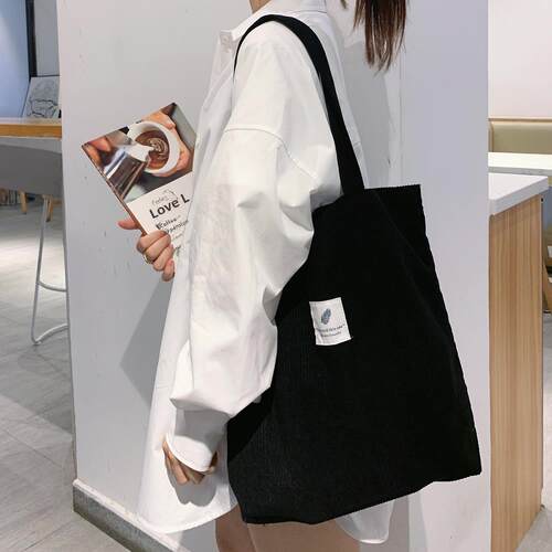 Corduroy Bag for Women Shopper Handbags Environmental Storag