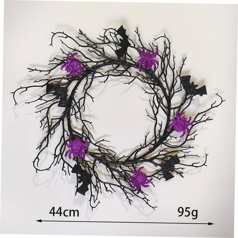 Halloween Dead Branch Wreath Simulation Rattan Circle Black