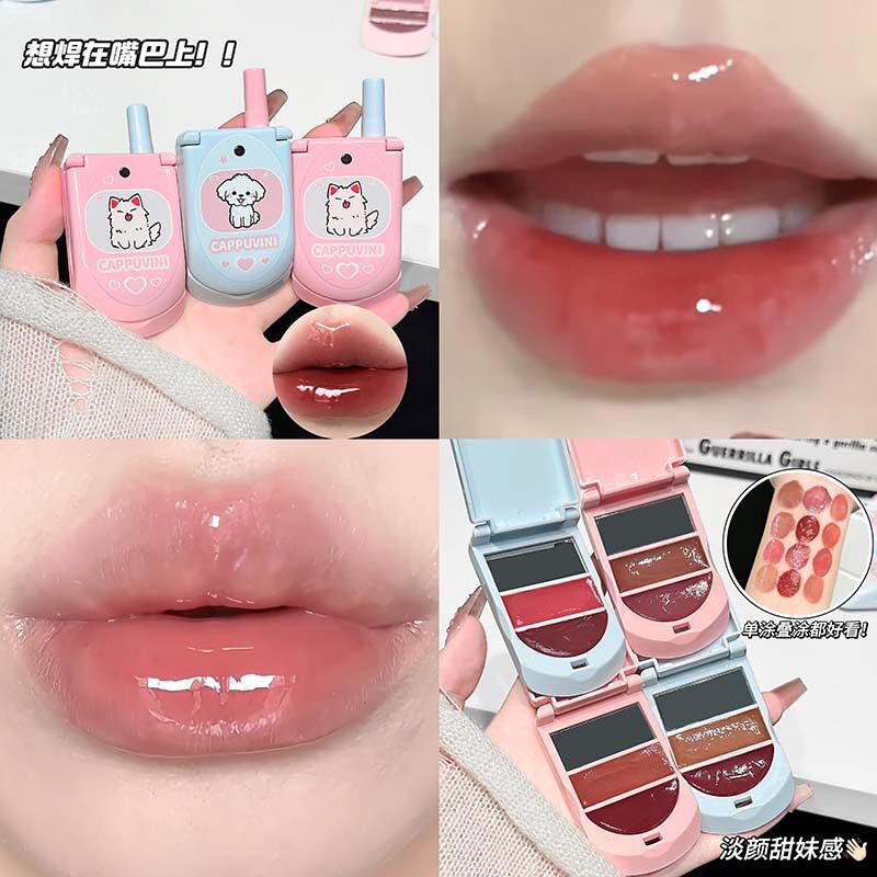 CAPPUVINI触屏萌兽固体唇蜜 自带镜子水光滋润嘟嘟唇国货平价唇彩