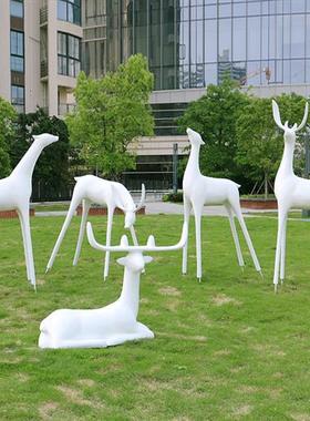 户外抽象鹿雕塑售楼部花园林房地产美陈玻璃钢动物景观鹿装饰摆件