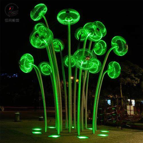 不锈钢蒲公英雕塑户外美陈装饰小品发光亮化镂空公园景区门口摆件