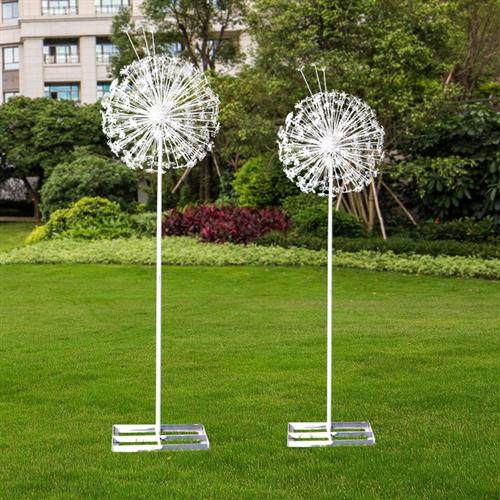 铁艺不锈钢蒲公英摆件户外园林景观植物雕塑别墅庭院小区草坪装饰