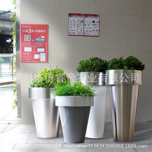 酒店会所玻璃钢组合美陈花盆商场售楼部机场大厅落地绿植花瓶美陈
