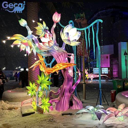 新春灯会彩灯荷花灯景区庙会人物植物动物花灯自贡厂家直销