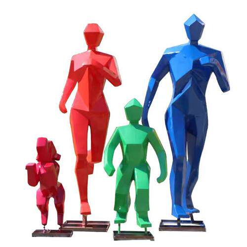 厂家定制玻璃钢体育运动雕塑大型户外校园跑步踢足球抽象人物摆件