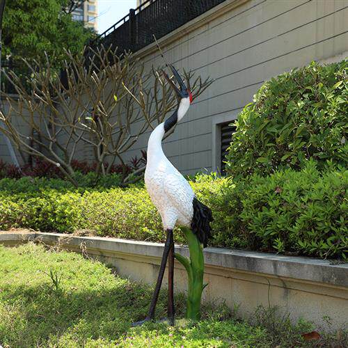 户外玻璃钢仿真仙鹤雕塑丹顶鹤花园假山造景水池动物装饰大摆件
