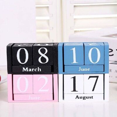 Kalender Abadi Kayu Antik Blok Abadi Tampilan Tanggal Bulan