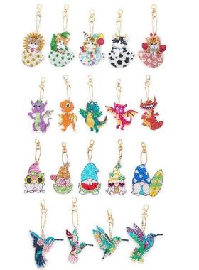 K1MF 5D Resin DIY Lukisan Berlian Gantungan Kunci Berlian