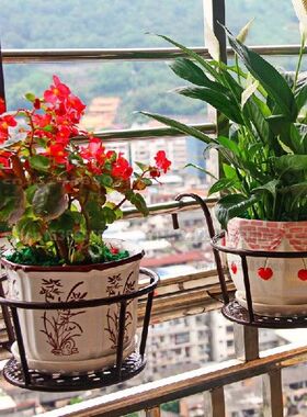 Wrought Iron Flower Stand Railing Flower Pot Stan Balcony