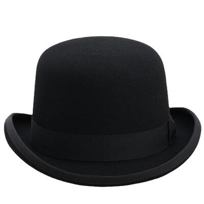 4Size 100% Wool Women Men Bowler Hat Pure Crushable Dome Fed