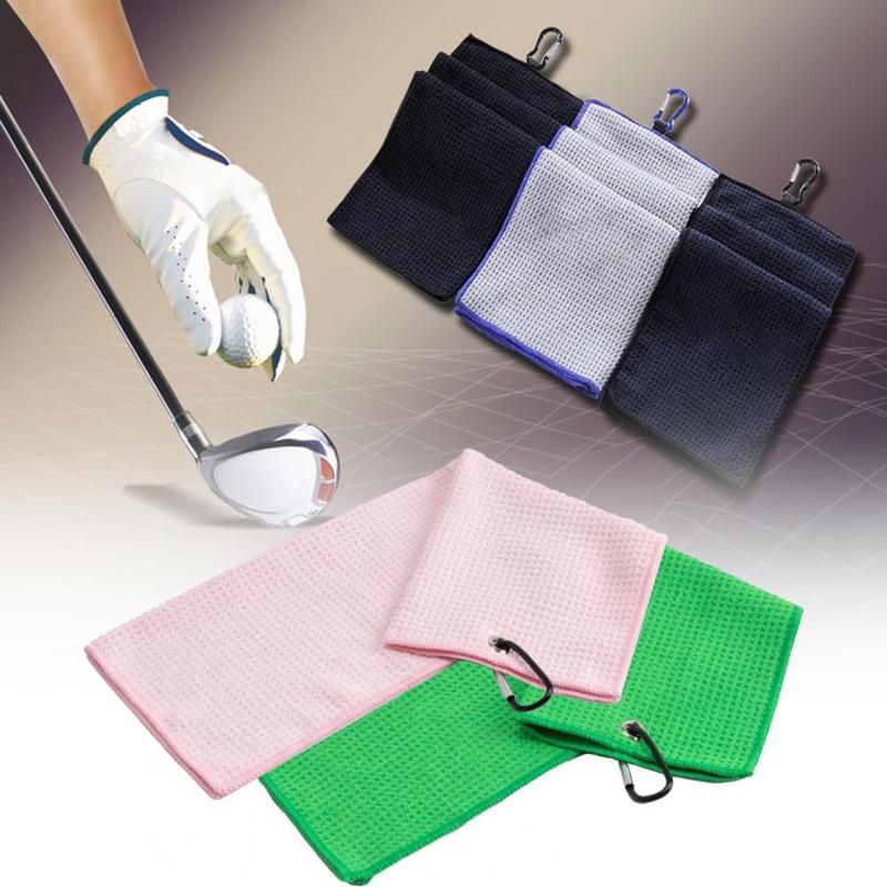 Outdoor sports golf towel fiber waffle pattern hook feature