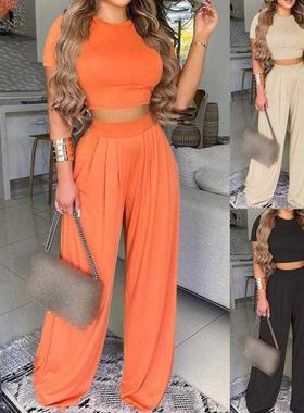 2022 SUMMER ELEGANT WOMEN SOLID CASUAL FITNESS TRASUIT SET O