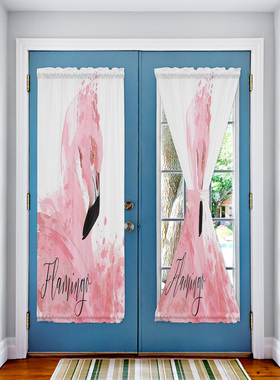 Flamingo Pink Animal Art Luxury Door Curtain for Kitchen