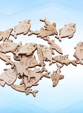 Fish Wooden Cutouts Wood Slices Pieces Ornaments Diy
