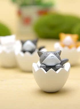 Creative Cute Eggshell Cat Ornaments DIY Micro Landscape