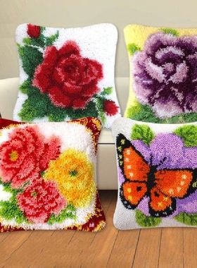 Bunga DIY Kait Kait Karpet Kit 3D Segmen Bordir Bantal Wol