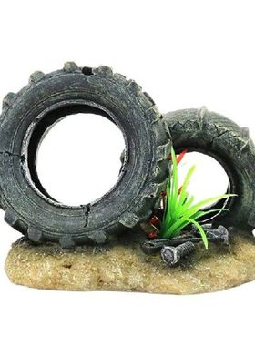 896A Aquarium Resin Tyres Decoration for Fish Tank Aquatic
