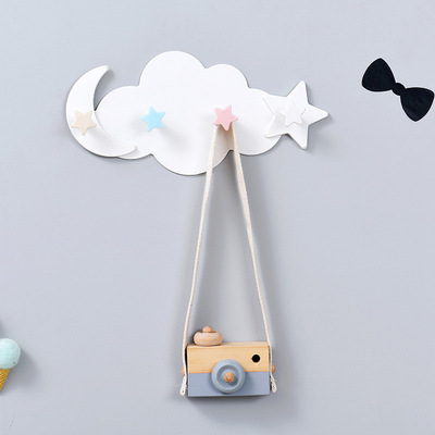 Creative Star Moon Cloud Shape Nail-free Wall Clothes Hooks