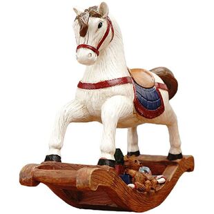 Horse Christmas Rocking Decor Figurine Resin Sculpture Xmas